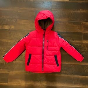 Boys red and blue winter jacket (size 5/6)